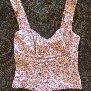 Reformation floral corset type top.